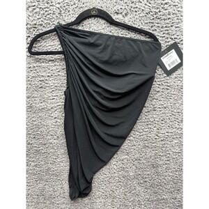 Norma Kamali NWT Diana Bra Black One Shoulder Swim Crop Top Size M‎